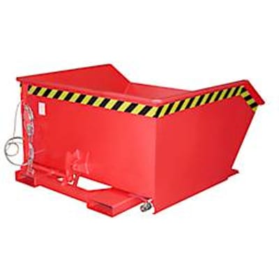 Bauer GU-E 750 kipcontainer, met zeefplaat & aftapkraan, olie-/waterdicht, geschikt voor vorkheftrucks, B 1280 x D 1440 x H 680 mm, vuurrood RAL 3000