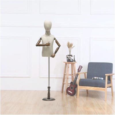 Kinder Paspop - Etalagepop Torso - Kleding Presenteren - Verstelbare Hoogte - 93-140 cm - Beige