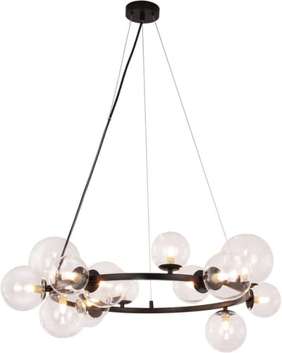 Glitzerlife - Hanglampen - 14xG9 - Hoogte verstelbaar - Kronleuchter - IJzer en Glas - Ø80cm - Transparant - Modern - Hanglamp eetkamer woonkamer gang