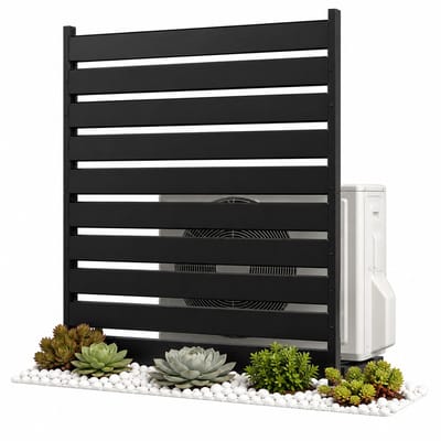 ITRONIQ Privacy Scherm Tuin Metaal – Airco Ombouw en Container Ombouw Buiten – Decoratief Tuinscherm - Tuinpaneel - Zwart