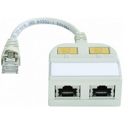 Telegärtner RJ45 Netwerk, ISDN Y-adapter [1x RJ45-stekker - 2x RJ45-bus] 15.00 cm Grijs-wit (RAL 7035)