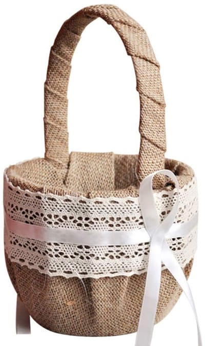 Dailygoody - Bloemenmeisje mand - Vintage bruiloft - Handvat - Rustieke ceremonie - Jute mand - Geschikt voor baby shower - Bruin