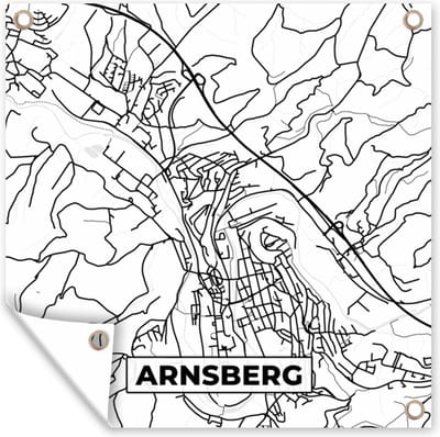 Tuin poster Arnsberg - Plattegrond - Kaart - Stadskaart - 200x200 cm - Tuindoek