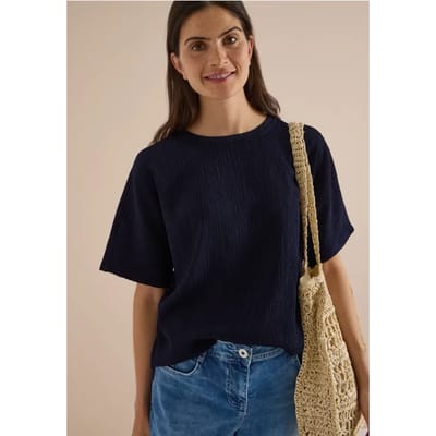 Blouse met afhangende schouders in effen kleur