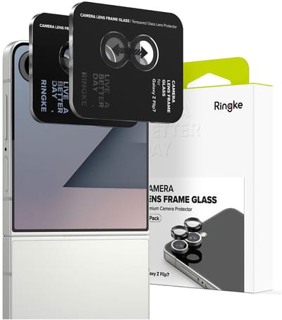 Ringke Camera Lens Frame Glass - Camera Protector Geschikt voor Samsung Galaxy Z Flip 7 - Case Friendly Tempered Glass - Zwart 2-Pack