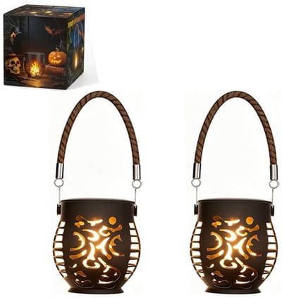 KZQ Solar Tuinverlichting - Buitenlantaarn - Solar hanglamp - LED tuinlamp met handvat - 2 set- IP65 waterdicht - Geschikt voor buitenbomen, terrassen, balkons, enz. - Zwart