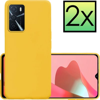 Hoesje - 2 Stuks - Geschikt voor OPPO A16s - Sterk & Shockproof - Case Siliconen - Back Cover - Telefoon Hoes - Geel