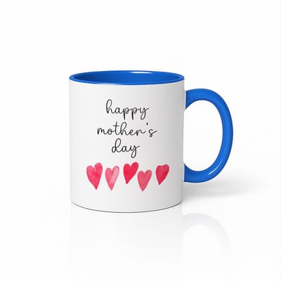 Wit & Blauwe Fijne Moederdag Mok 330 ml – Minimalistisch Hart Design Koffiemok – Schattig Cadeau voor Mama