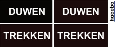 Deursticker Set Duwen Trekken Horizontaal - 7x3 cm - Set van 4 stuks - Zwart met witte tekst - Push en Pull - UV en Waterproof
