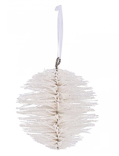 ARTYFETES - Witte glitter kerstbal 15 cm met takjes effect