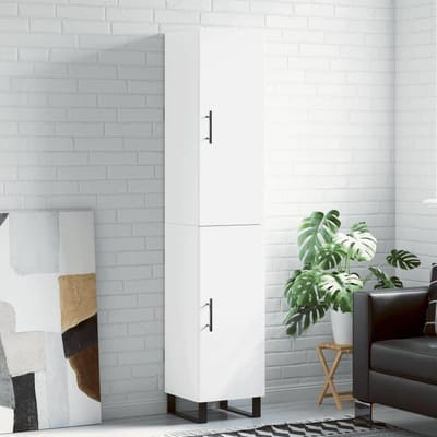 vidaXL - Hoge - kast - 34,5x34x180 - cm - bewerkt - hout - wit
