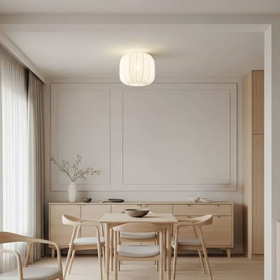 Lindby - plafondlamp - 1licht - Stof - H: 32 cm - E27 - wit