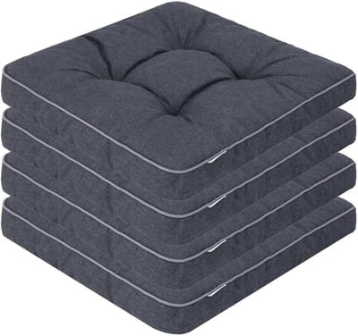 Hobbygarden Klara Tuinkussen Grijsblauw – Set van 4 Stoelkussens – Waterafstotend, UV-bestendig en Comfortabel
