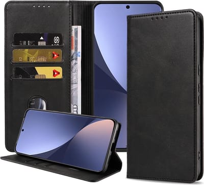 Smartphonica Telefoonhoesje geschikt voor Xiaomi 12X kunstleren Hoesje met Magnetische sluiting en Pasjeshouders Book Case met Klepje - Zwart geschikt voor Xiaomi 12X