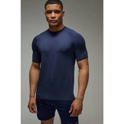 Heren Actieve Lichtgewicht Essentials Gym Regular Fit Raglan T-shirt | Navy | Size XS