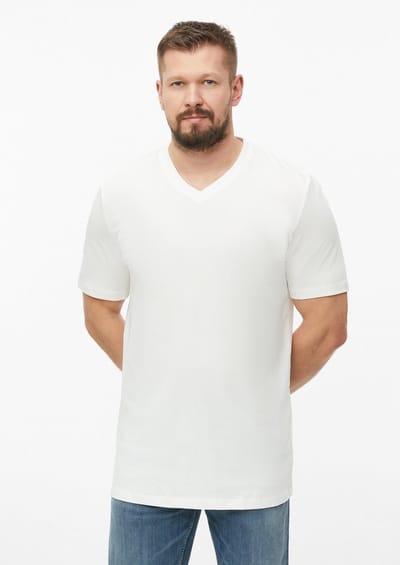 Zachte V-hals T-shirt van katoen jersey met zacht logo detail s.Oliver