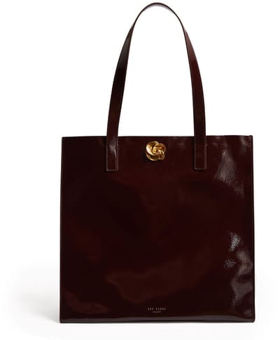 Ted Baker shopper schoudertas Rosenni Rose Detail Crinkle Tote Bag Wine wijnrood