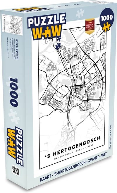 Puzzel Kaart - 's-Hertogenbosch - Zwart - Wit - Legpuzzel - Puzzel 1000 stukjes volwassenen