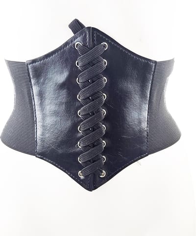 BamBella ® - Riem Mode Body Gothic met vetersluiting Verstelbaar zwart goth nep leer