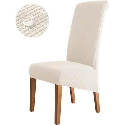 Housses de Chaise Grande Taille Haut Dossier Grand Housse de Chaise de Bureau de Cuisine Réglable Housse Spandex pour Banquet Maison 1 piece beige