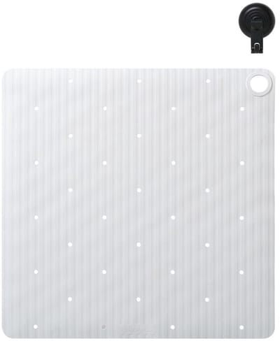 Sealskin Ribb - Antislip douchemat 55x55 cm - Wit - inclusief zwarte haak