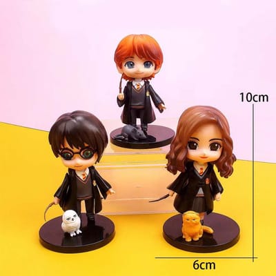 3 stuks/10 stuks Harryy Q Stijl Potter Posket Hermione Ron Hedwig Vinyl Figuur Speelgoed Taart Decoratie Auto Model PVC Poppetje Cadeau Speelgoed brown
