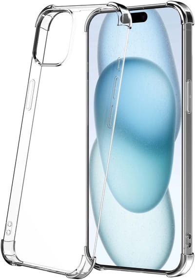 Geschikt voor iPhone 15 Telefoonhoesje Schokbestendig Transparant met Stootrand - Siliconen TPU ShockProof Back Cover Case Doorzichtig - ProtX