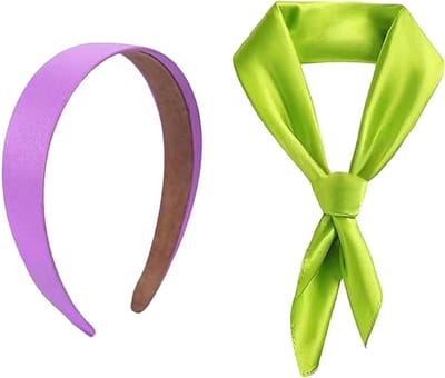 Paarse hoofdband en groene sjaal voor Halloween-kostuumaccessoires, ideaal voor cosplay, themafeesten en fotoshoots, 2 stuks