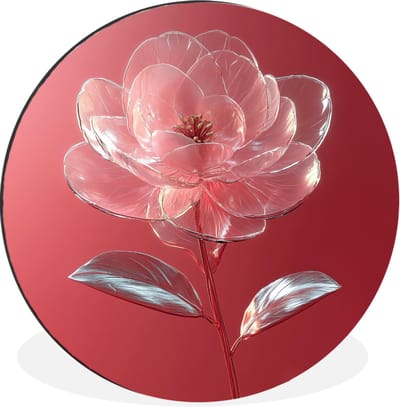 WallCircle - Wandcirkel - Muurcirkel - Sierlijk - Bloem - Roze - Glazen - Aluminium - Dibond - 30x30 cm - Binnen en Buiten