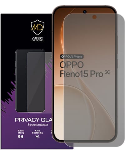 MobyDefend Screenprotector - Geschikt voor Oppo Reno15 Pro - Matte Privacy Glass Screensaver