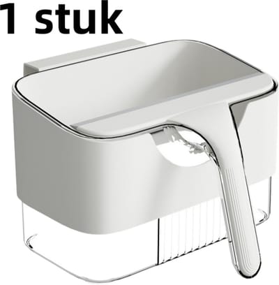 1-delig - Wandgemonteerde huishoudelijke prullenbak met schraper voor het schoonmaken van keuken en tafel, gemonteerd op kastdeur - Wit