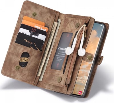 CaseMe 008 Book Case en Back Cover Geschikt voor Samsung S22 Ultra Hoesje Bruin
