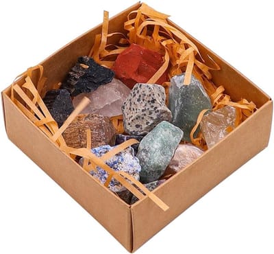 Set van 12 Chakra Kristallen, Natuurlijke Ruwe Kristallen voor Genezing, Meditatie en Spirituele Bescherming