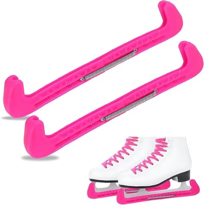 Bescherming voor ijsschaatsen, mesbescherming voor diverse soorten schaatsen zoals ijshockey en kunstschaatsen, plom pink kunststof