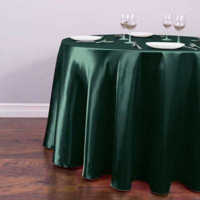 Ronde tafelkleed satijnen tafelkleed goudkleurig polyester voor bruiloft/banket/restaurant - zijdezachte satijnen eettafeldecoraties Diameter 150cm donkergroene kleur