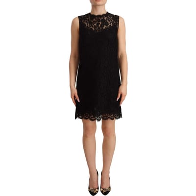 Dolce & Gabbana Dames Zwarte Bloemen Kant Sheath Mouwloze Mini Jurk