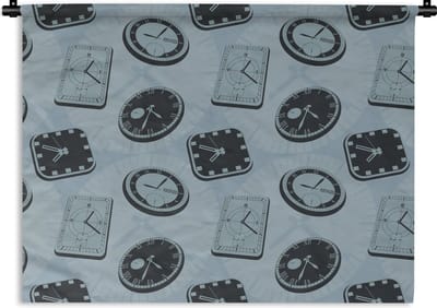 Wandkleed - Wanddoek - Klok - Patronen - Vintage - 120x90 cm - Wandtapijt