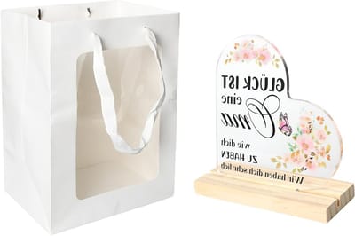Decoratieve Verjaardagscadeaus voor Moeder en Grootmoeder, Acryl Ornament met Houten Basis, Unieke Geschenken voor Vrouwen, Creatieve Cadeauset met Transparante Handtas en Cadeautas