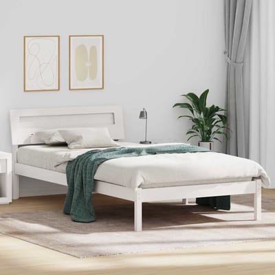 vidaXL - Bedframe - met - hoofdeinde - Wit - 100 - x - 200 - cm - Massief - grenenhout