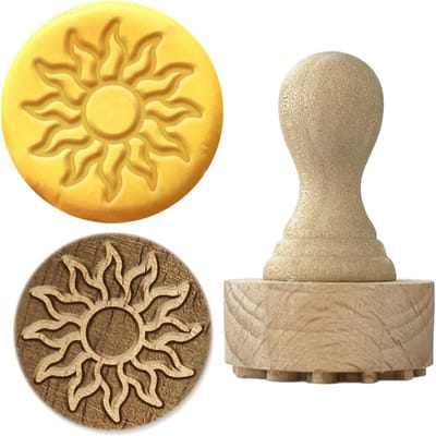 Houten Stempels 2,7 cm Zon Ronde Stempel Houten Klei Stempels Rondes Hout Stempel Natuurlijk Hout voor Kaarten Maken DIY Craft Brief Dagboek en Craft Scrapbooking