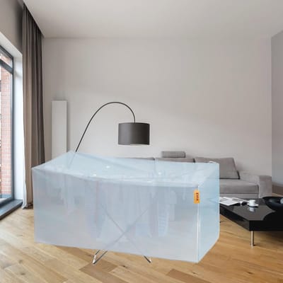 Verwarmd Droogrek Cover - Sneller Drogen van Kleding met 146x53x74cm Opvouwbare Luchter Hoes in Grijs