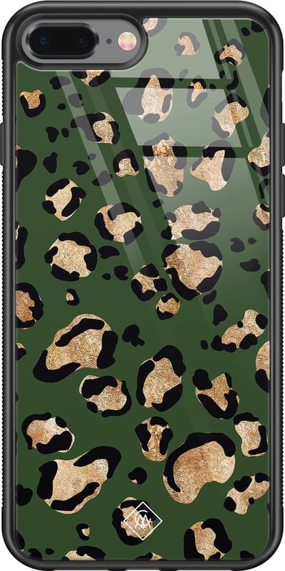 Casimoda® hoesje - Geschikt voor iPhone 8 Plus - Luipaard Groen - Luxe Hard Case Zwart - Backcover telefoonhoesje - Groen
