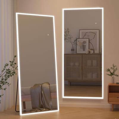 Vloerspiegel met LED - Volledige lengte spiegel - Kleding checken - Dimbaar en 3 kleuren - 165 x 60 cm