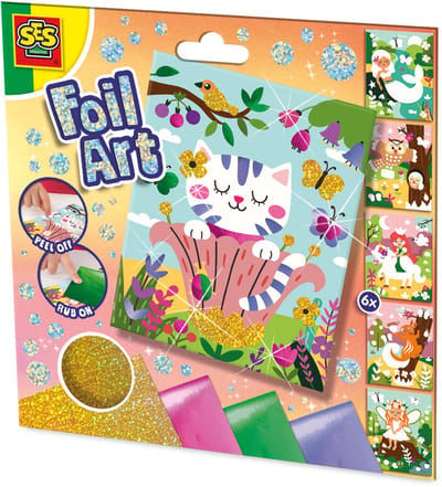 SES Creative Foil art - Boswereld wonders - Knutselen - Voor Kinderen Vanaf 5 Jaar - 4 Kleuren - 6 Kaarten
