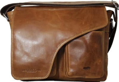 Schoudertassen Vrouw Crossbody Tas Dames - Grote Klep - Echt Leer - Cognac