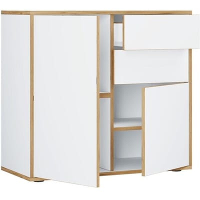 Houten ladekast dressoir highboard dressoirkast kantoormeubilair Salia breedte 80 cm lade draaideuren
