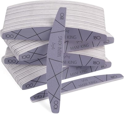 Nagelvijlen Set - Nagelvijl 100/180 - Professioneel Nageldesign - Dubbelzijdig Verschillende Korrels - 100 Stuks - Grijs
