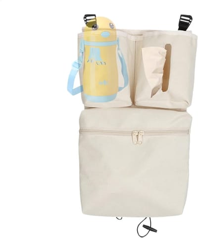 Kinderwagen Organizer - Opbergtas Kinderwagen - Baby Spullen Meenemen - Waterdicht Oxford Materiaal - 40 x 24 cm - Beige