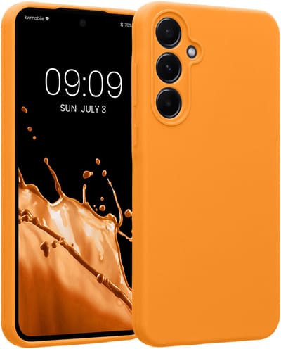 kwmobile telefoonhoesje geschikt voor Samsung Galaxy A55 5G - TPU backcover met siliconen coating - Smartphone case in fruitig oranje