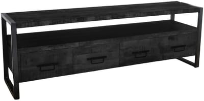 TV meubel industrieel mangohout Ilse zwart 180cm tv kast duurzaam mango massief hout tv-meubel